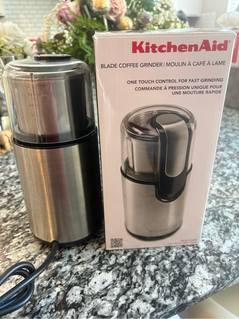 KitchenAid Stainless Steel Blade Coffee Grinder in Silver